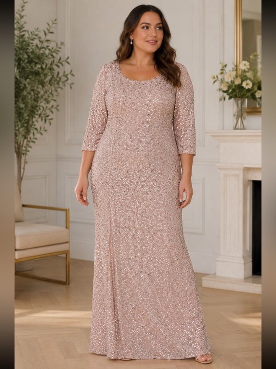 Adrianna Papell Dresses & Skirts - Adrianna Papell sequins plus size, 3/4 sleeves long gown
